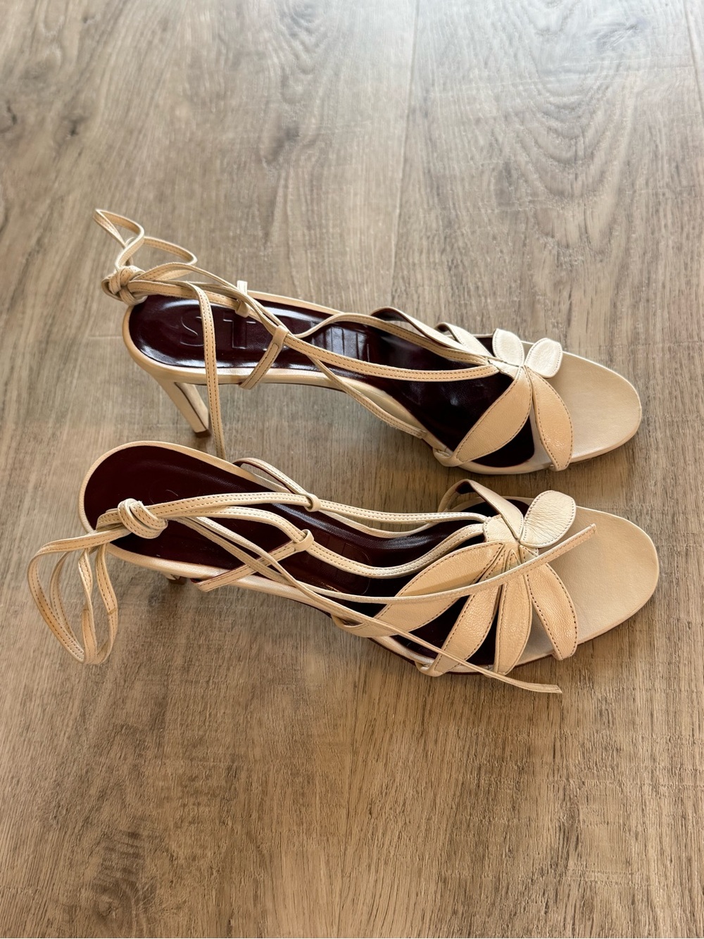 Staud Floral Sandal ankle tie Heels cream size 39 worn once - Picture 2 of 8